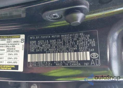 2009 Toyota Matrix S из США, поврежденный, VIN 2T1KE40E19C004784